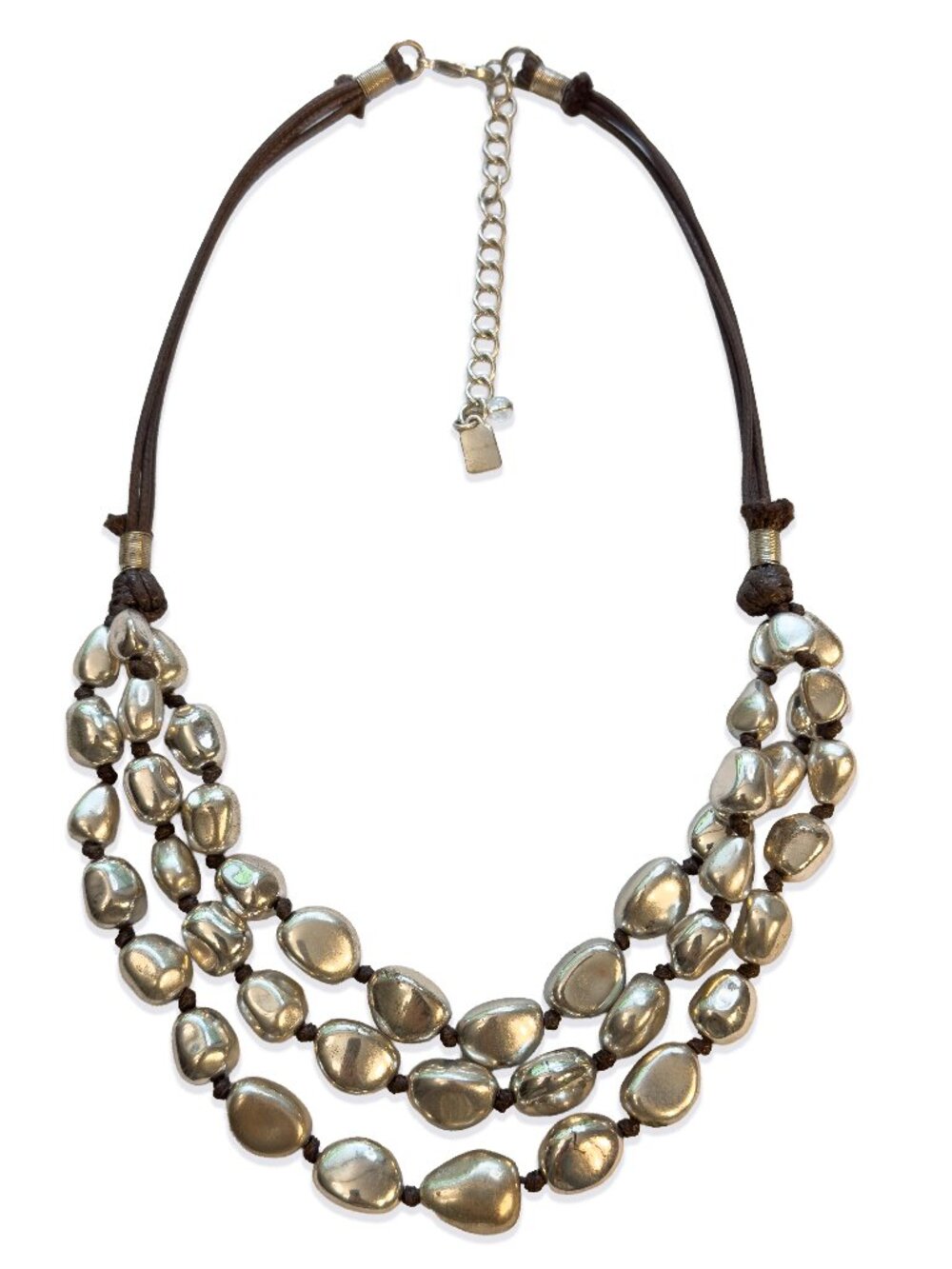 Designer Robert Lee Morris RLM Soho Silver Tone 3 Strand Beaded Necklace - Picture 2 of 14